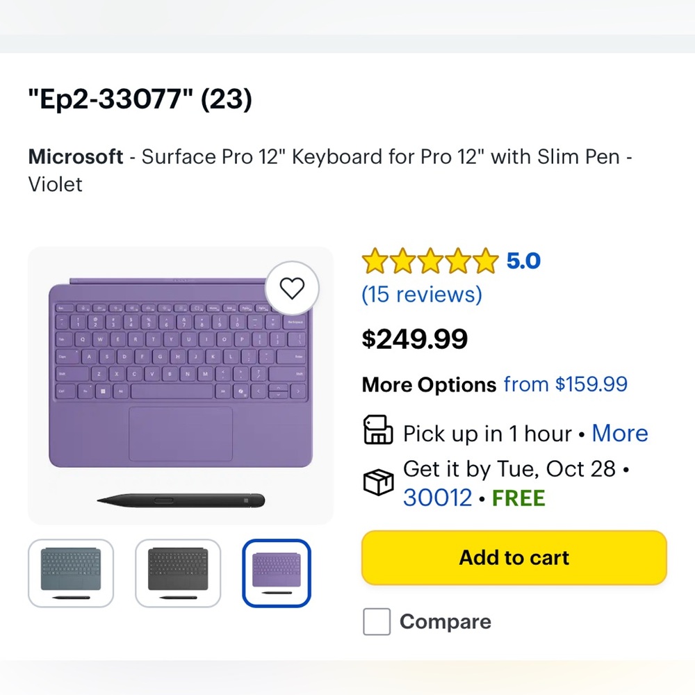 Microsoft Surface Pro Keyboard with Slim Pen - Purple